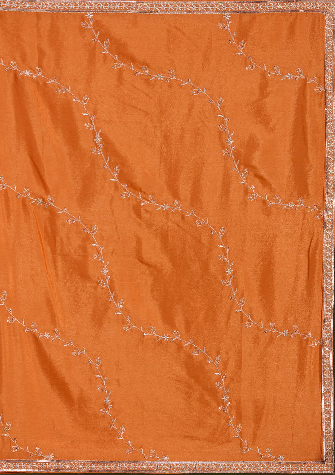 Orange Sequins Soft Raw Silk Readymade Salwar Suit