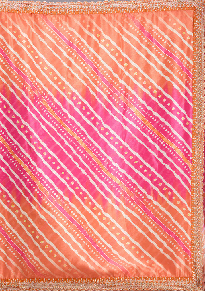 Orange Sequins Soft Raw Silk Readymade Salwar Suit