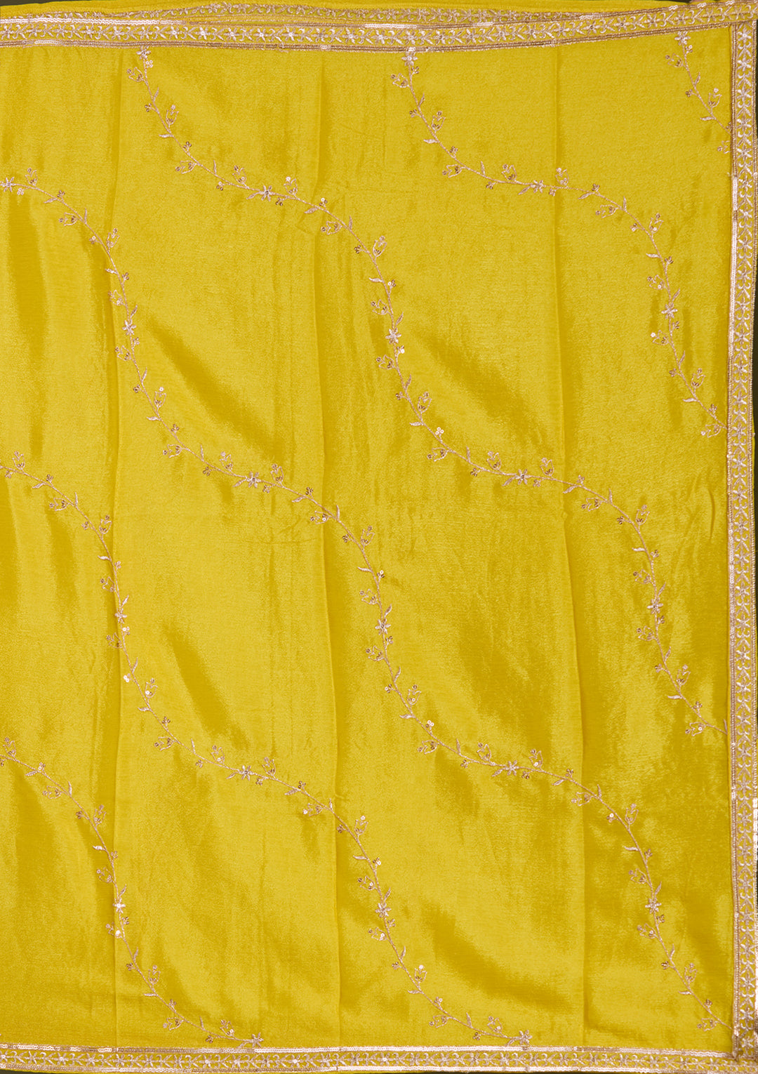 Yellow Sequins Soft Raw Silk Readymade Salwar Suit