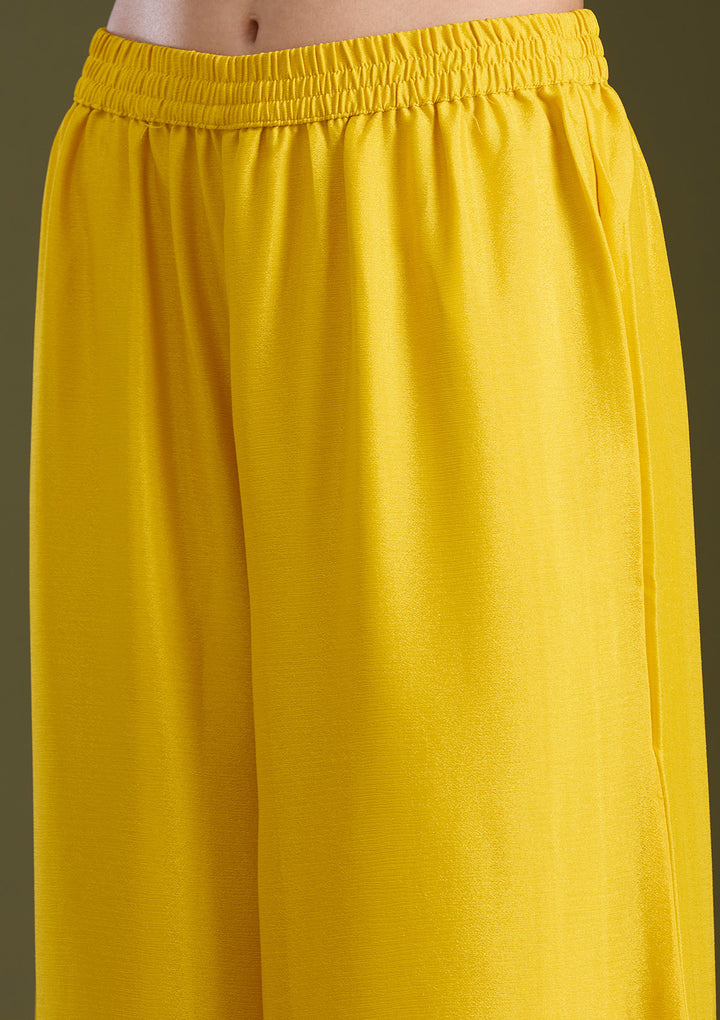 Yellow Sequins Soft Raw Silk Readymade Salwar Suit