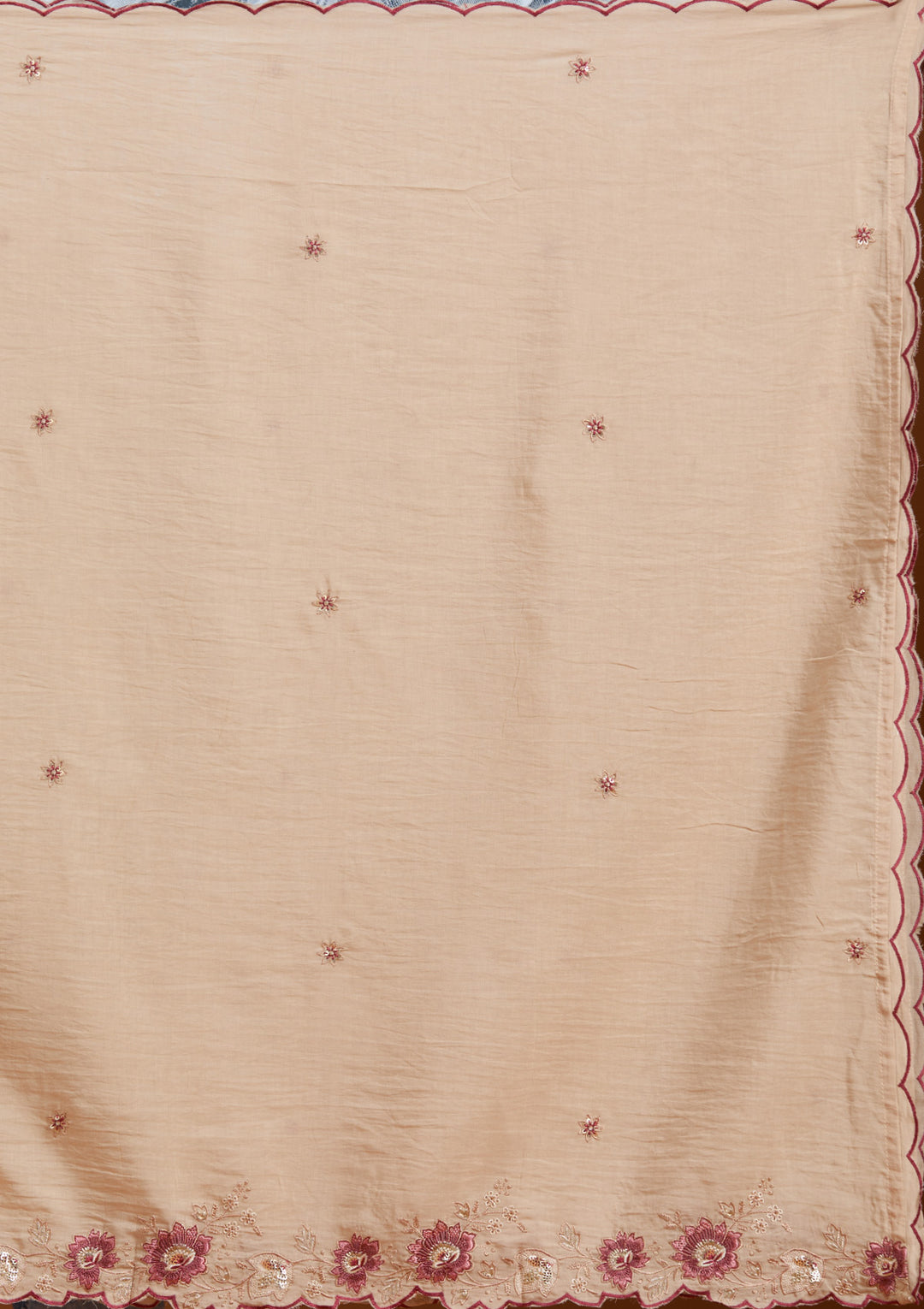 Beige Threadwork Chanderi Readymade Salwar Suit