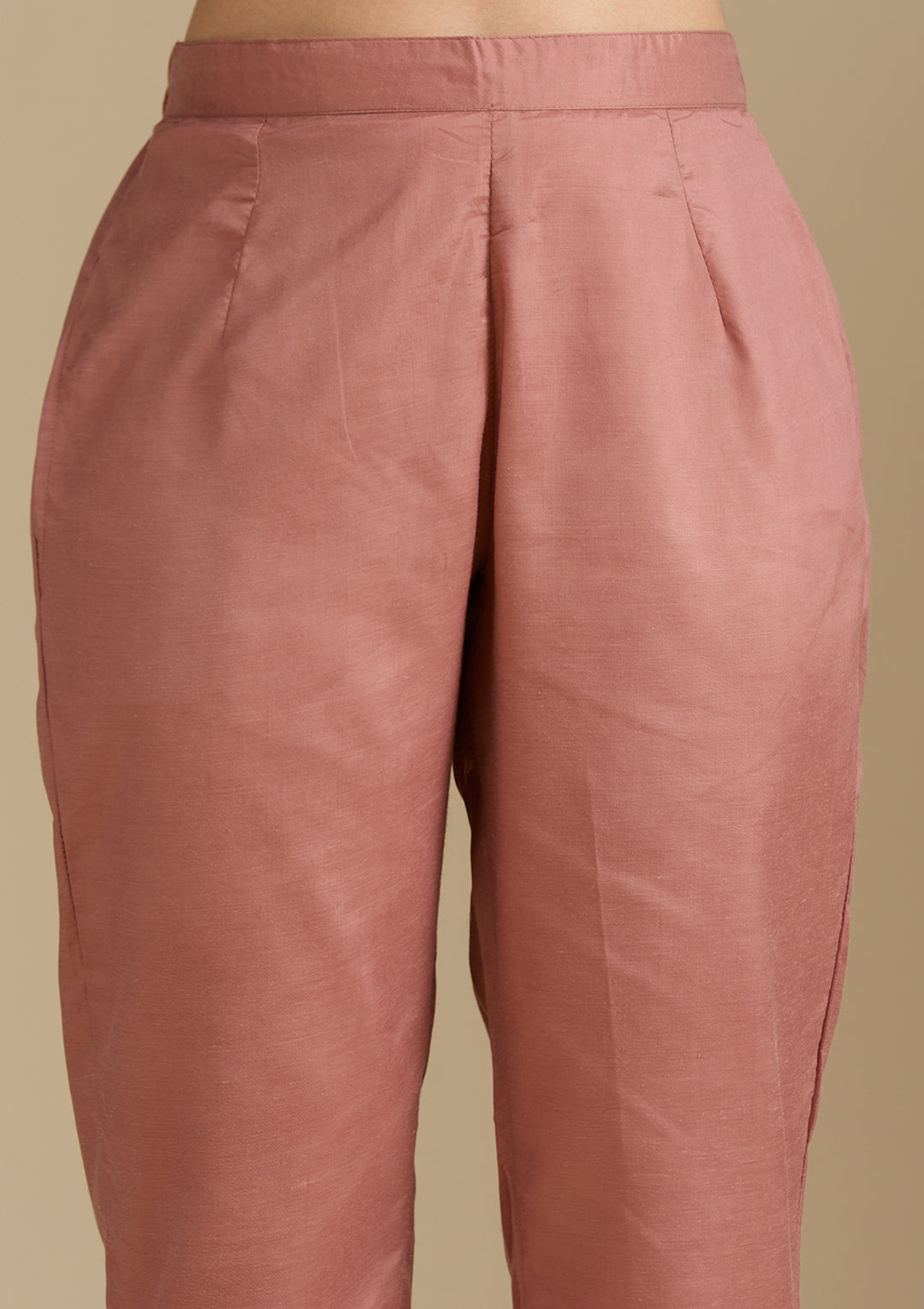 Rust Threadwork Chanderi Readymade Salwar Suit