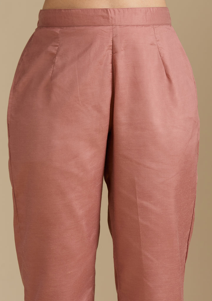 Rust Threadwork Chanderi Readymade Salwar Suit