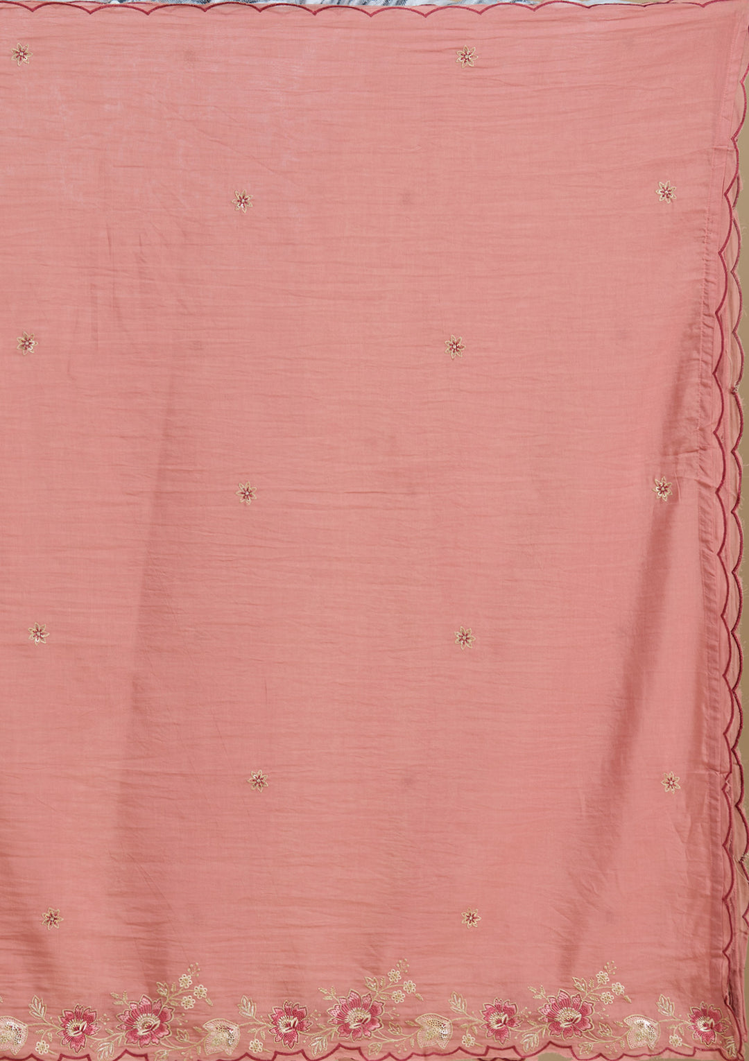 Rust Threadwork Chanderi Readymade Salwar Suit