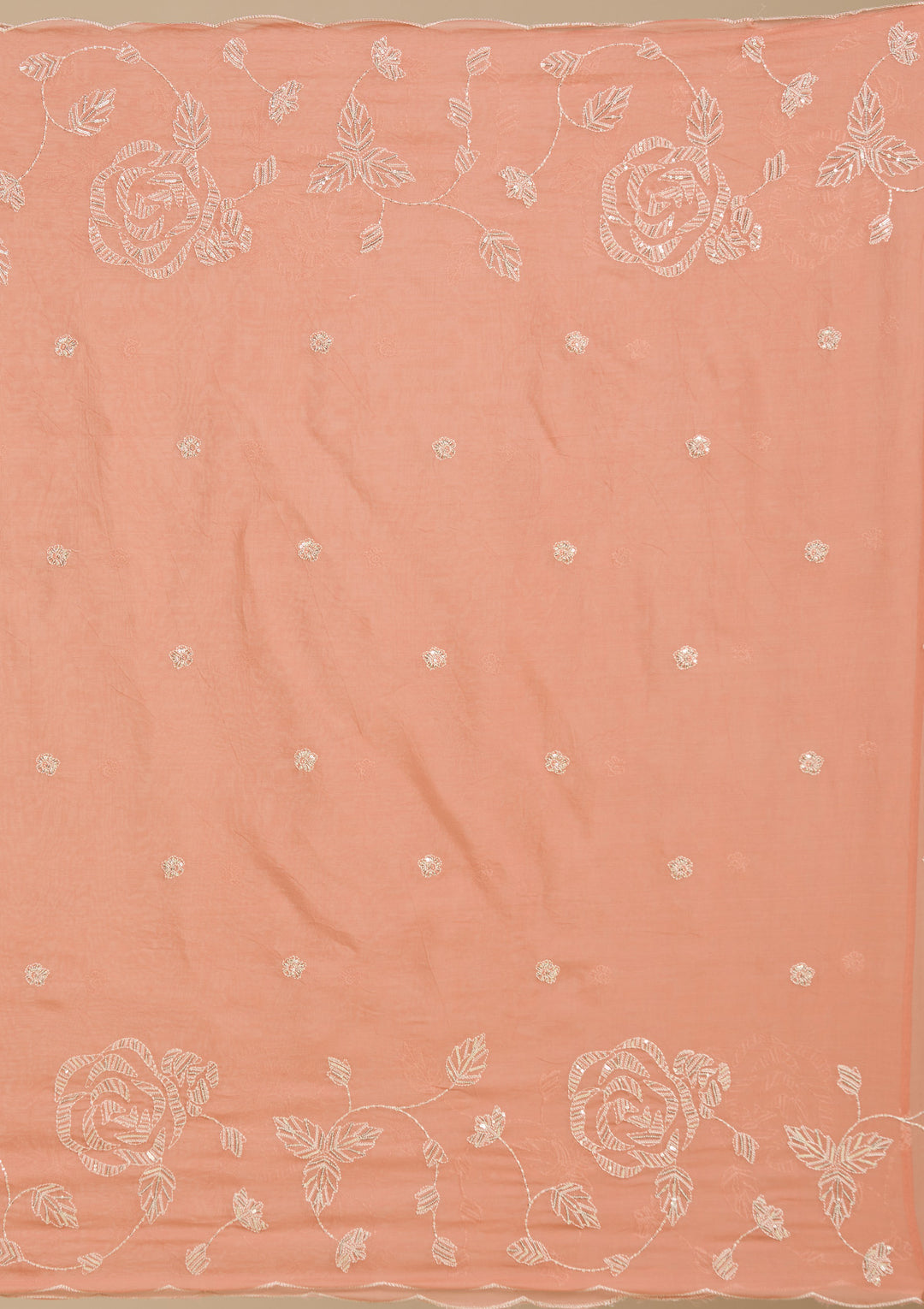 Light Orange Zardozi (Gold) Organza Readymade Salwar Suit