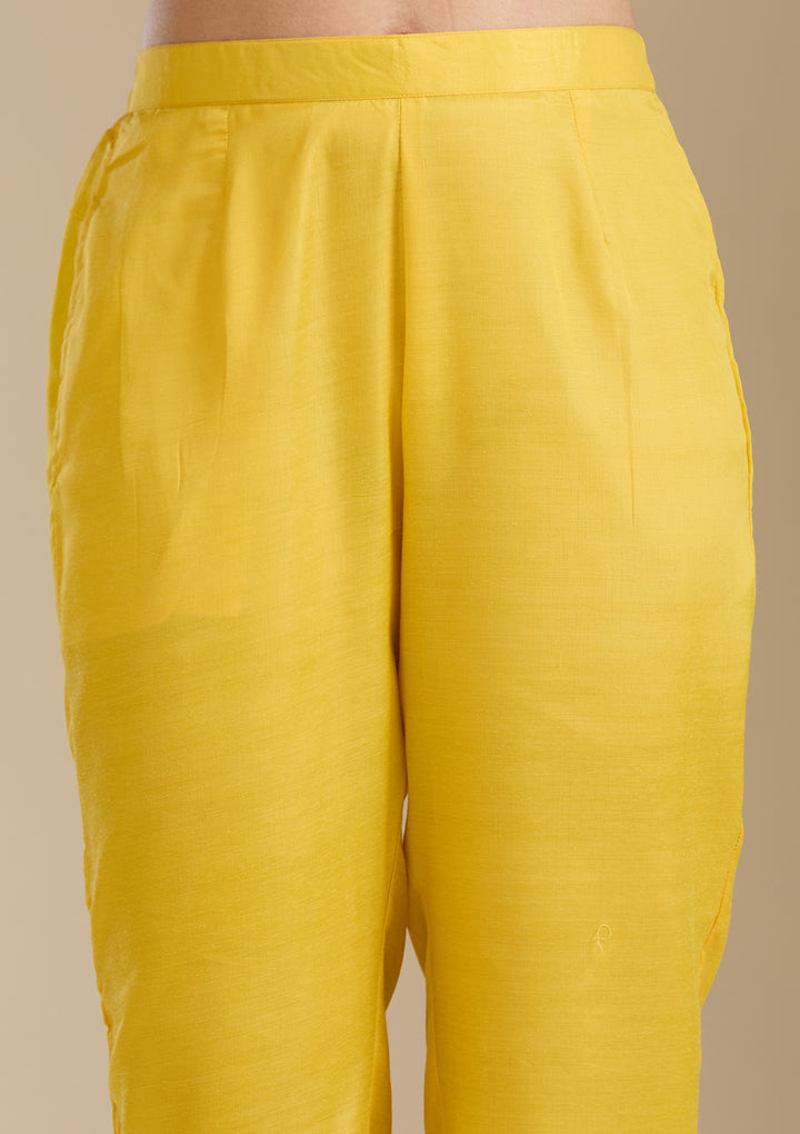 Mustard Yellow Zardozi (Gold) Organza Readymade Salwar Suit