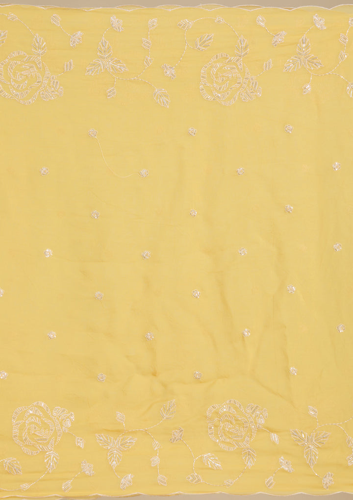 Mustard Yellow Zardozi (Gold) Organza Readymade Salwar Suit