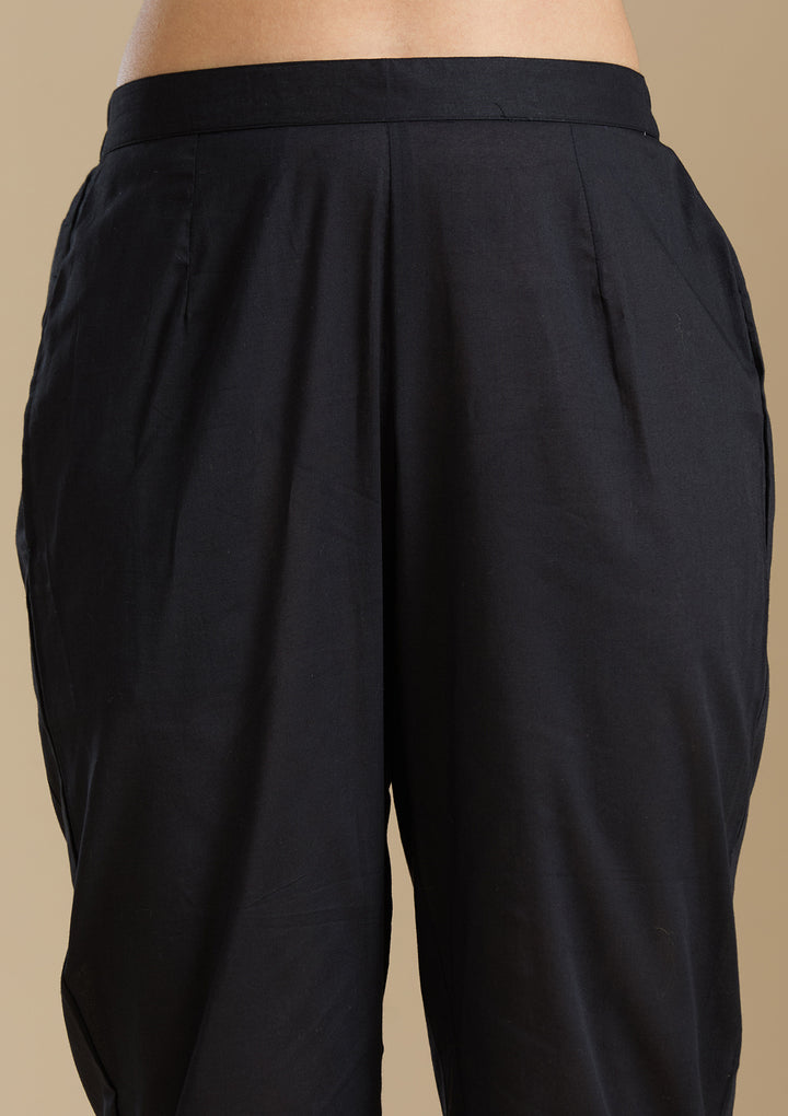 Black Threadwork Organza Readymade Salwar Suit