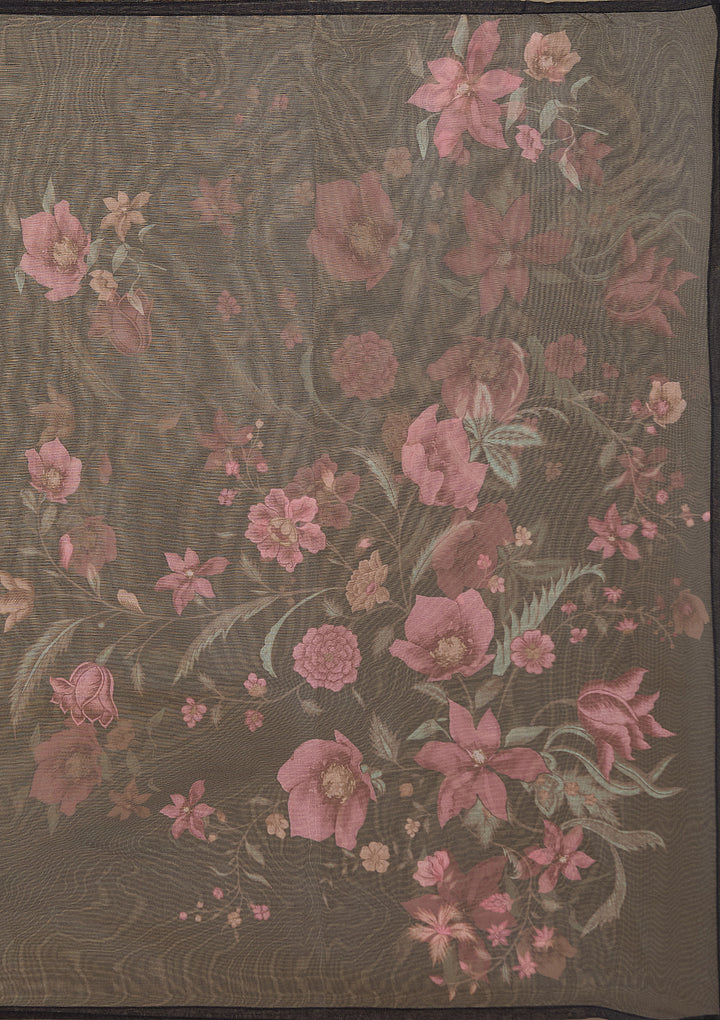 Black Threadwork Organza Readymade Salwar Suit