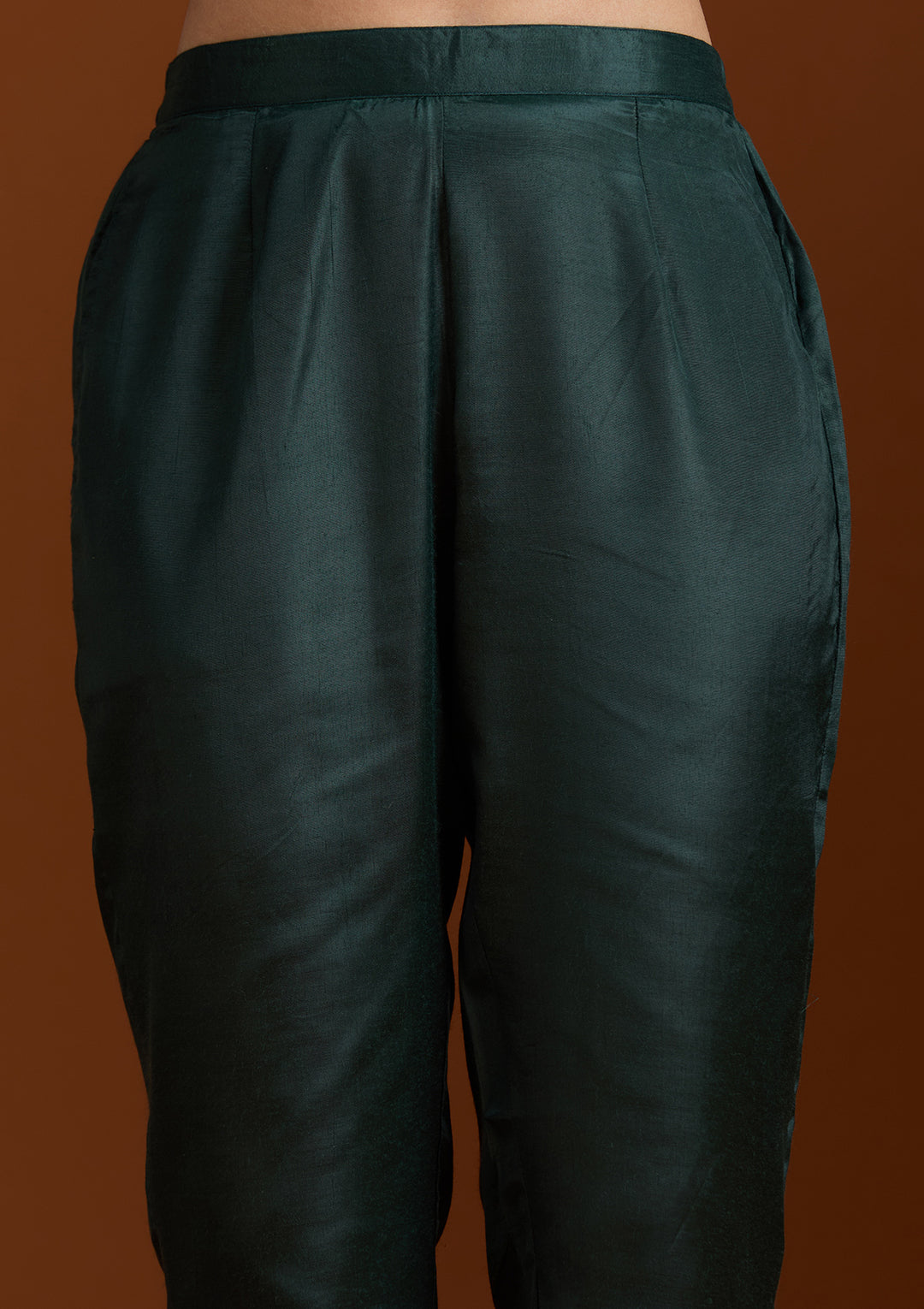 Bottle Green Threadwork Organza Readymade Salwar Suit