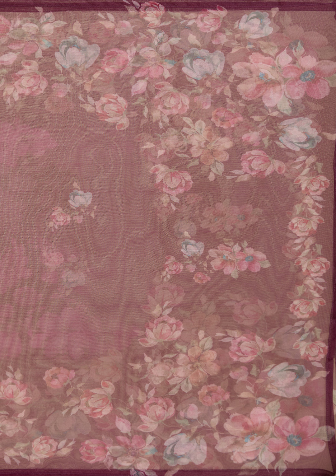 Wine Threadwork Organza Readymade Salwar Suit