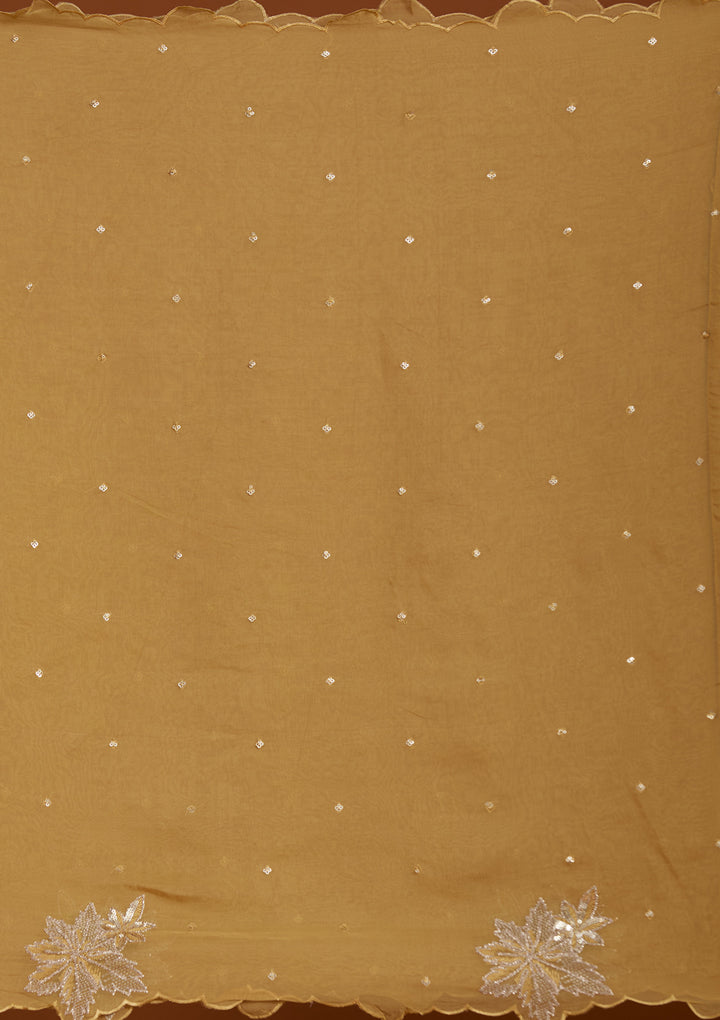 Mustard Yellow Zardozi (Gold) Organza Readymade Salwar Suit