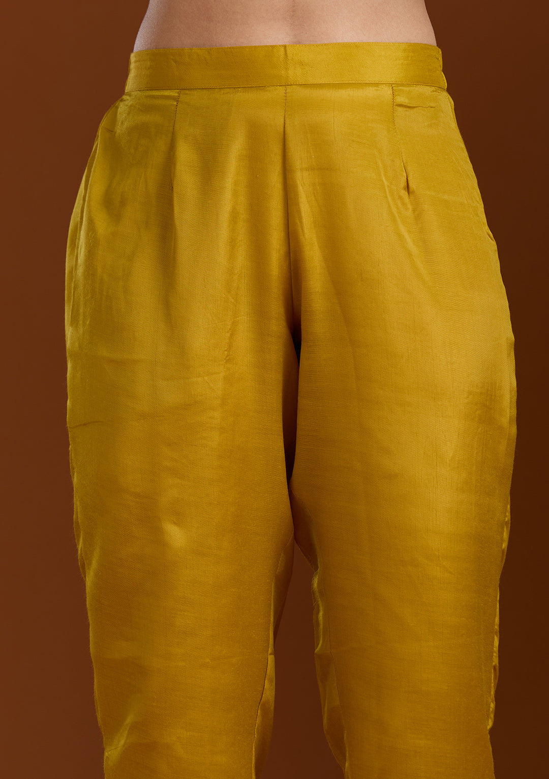 Mustard Yellow Zardozi (Gold) Organza Readymade Salwar Suit