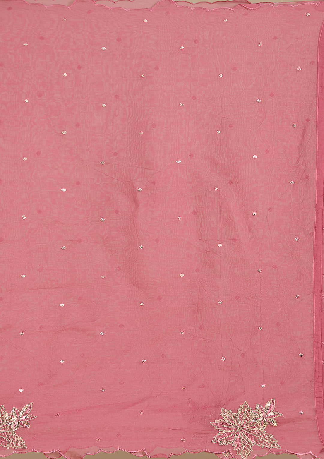 Peach Zardozi (Gold) Organza Readymade Salwar Suit