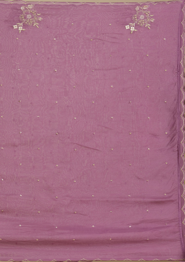 Purple Zardozi (Gold) Organza Readymade Salwar Suit