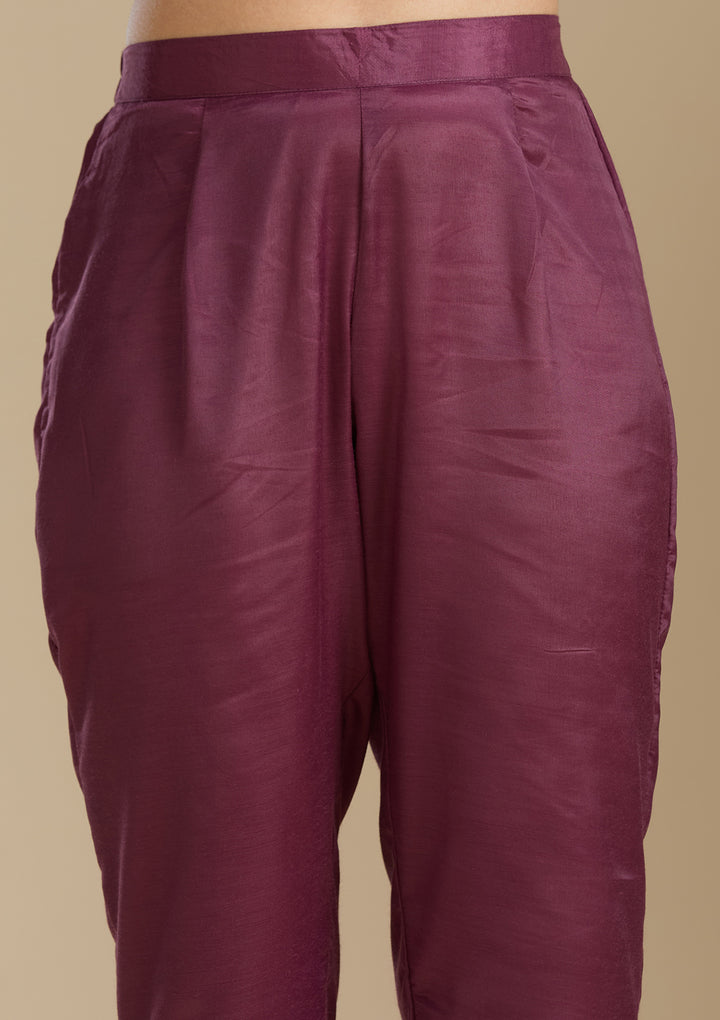 Purple Zardozi (Gold) Organza Readymade Salwar Suit