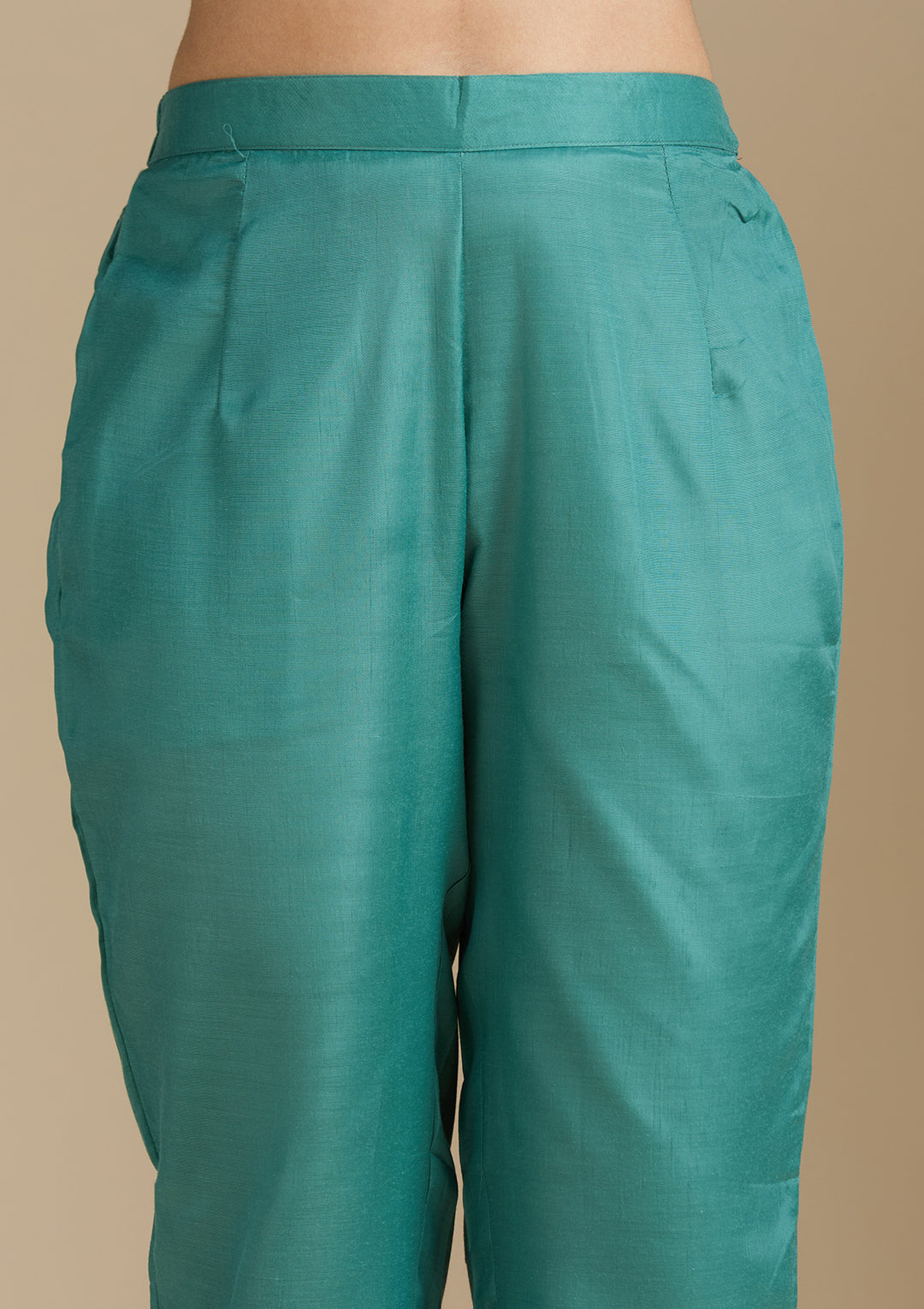 Sea Green Zardozi (Gold) Organza Readymade Salwar Suit