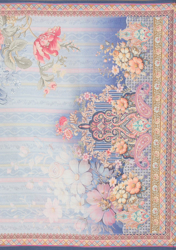 Sky Blue Printed Crepe Readymade Salwar Suit