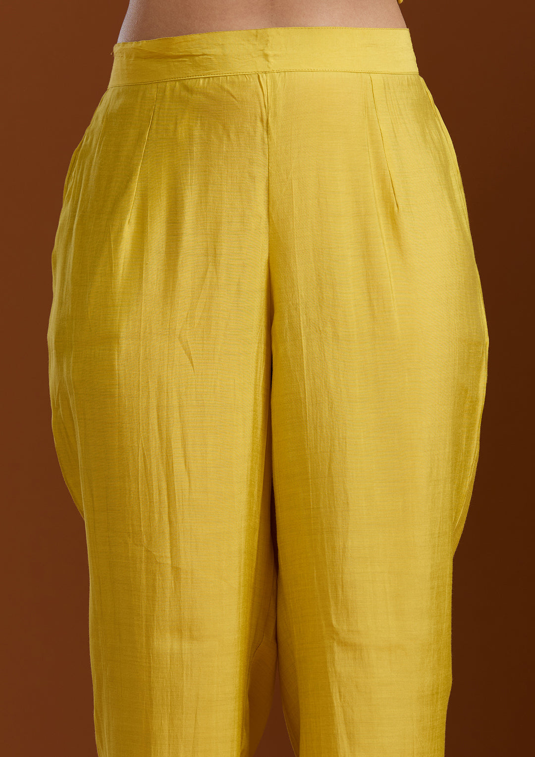 Yellow Cutdana Chanderi Readymade Salwar Suit