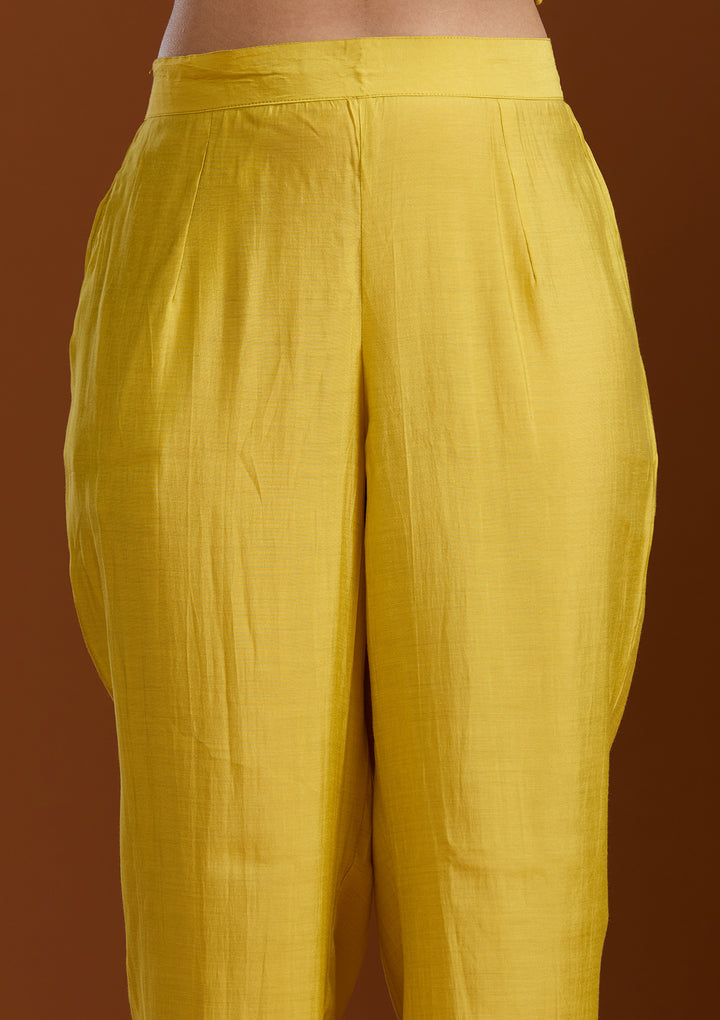 Yellow Cutdana Chanderi Readymade Salwar Suit