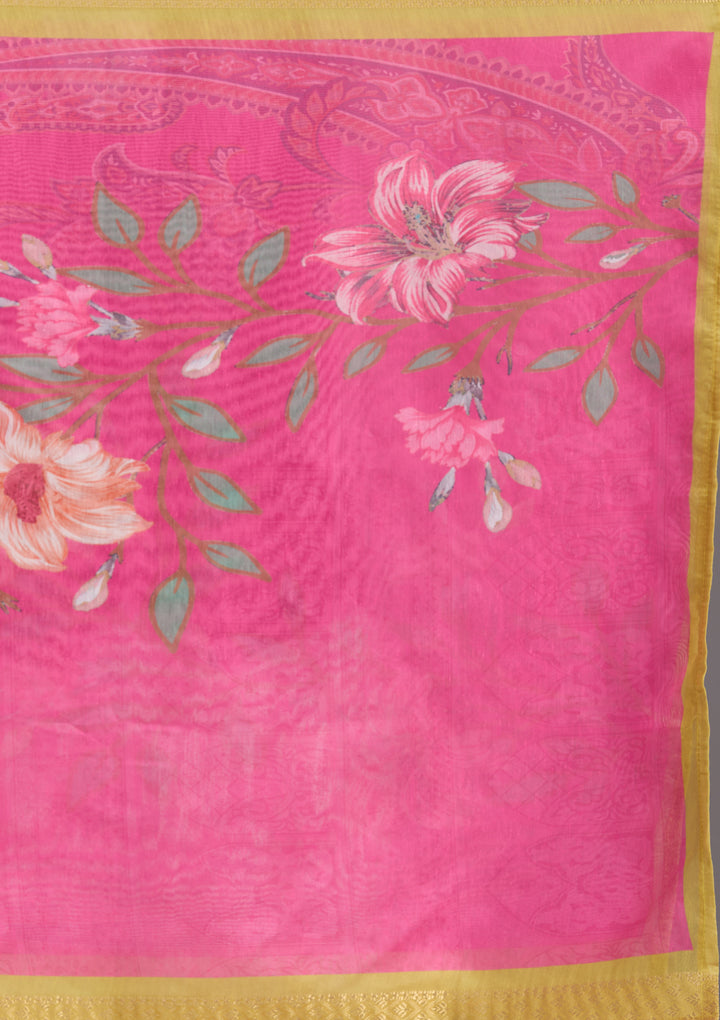 Mustard Yellow Threadwork Chanderi Readymade Salwar Suit