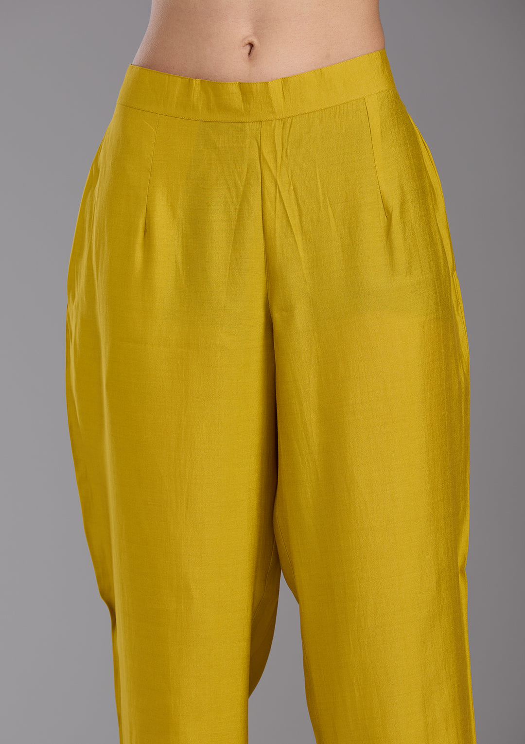 Mustard Yellow Threadwork Chanderi Readymade Salwar Suit