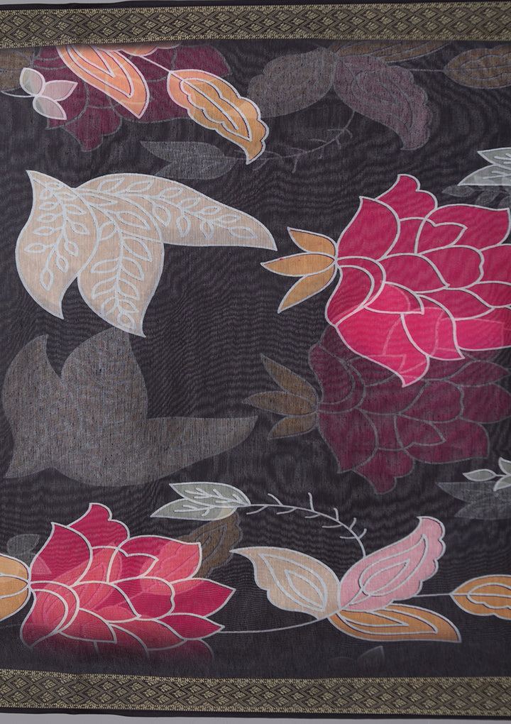 Black Threadwork Chanderi Readymade Salwar Suit