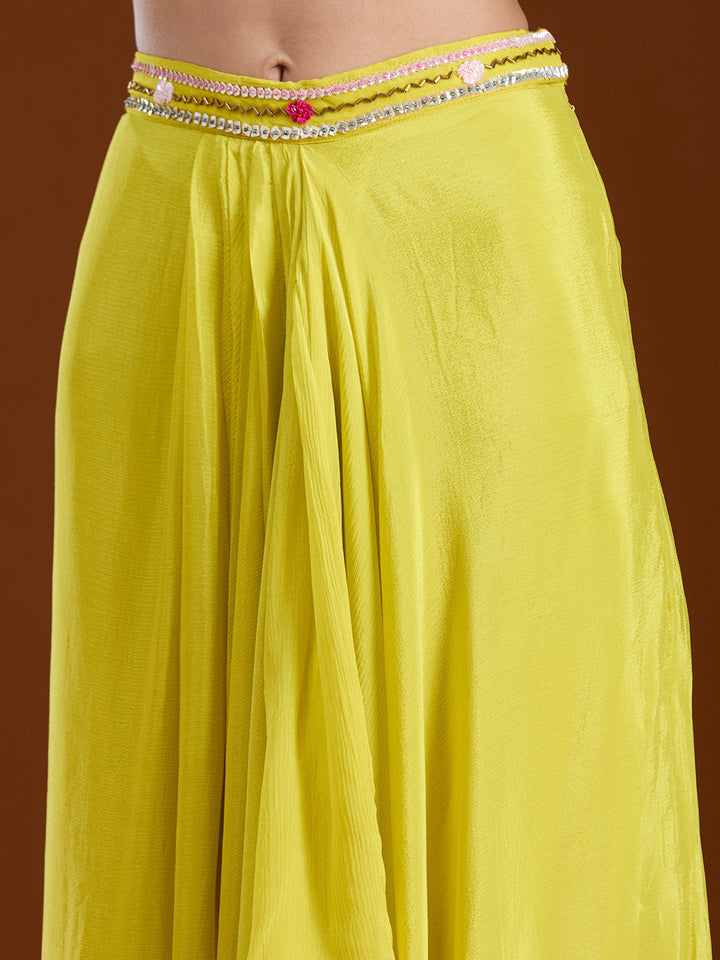 Lemon Yellow Cutdana Georgette Readymade Salwar Suit
