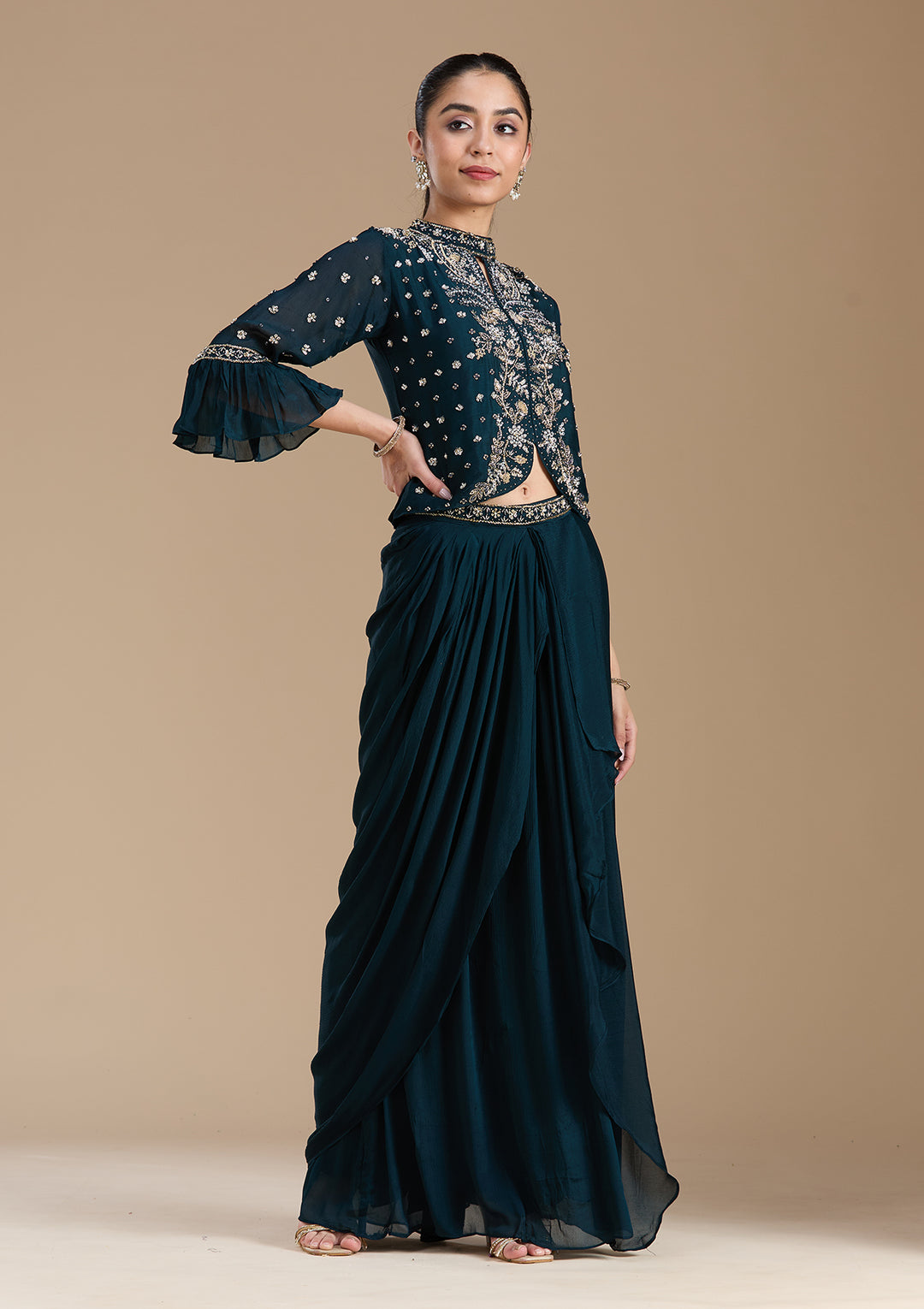 Navy Blue Cutdana Georgette Readymade Salwar Suit