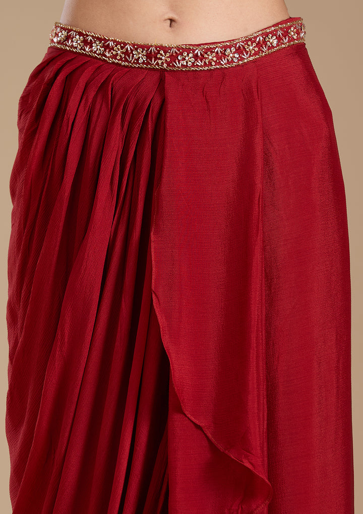 Rust Cutdana Georgette Readymade Salwar Suit
