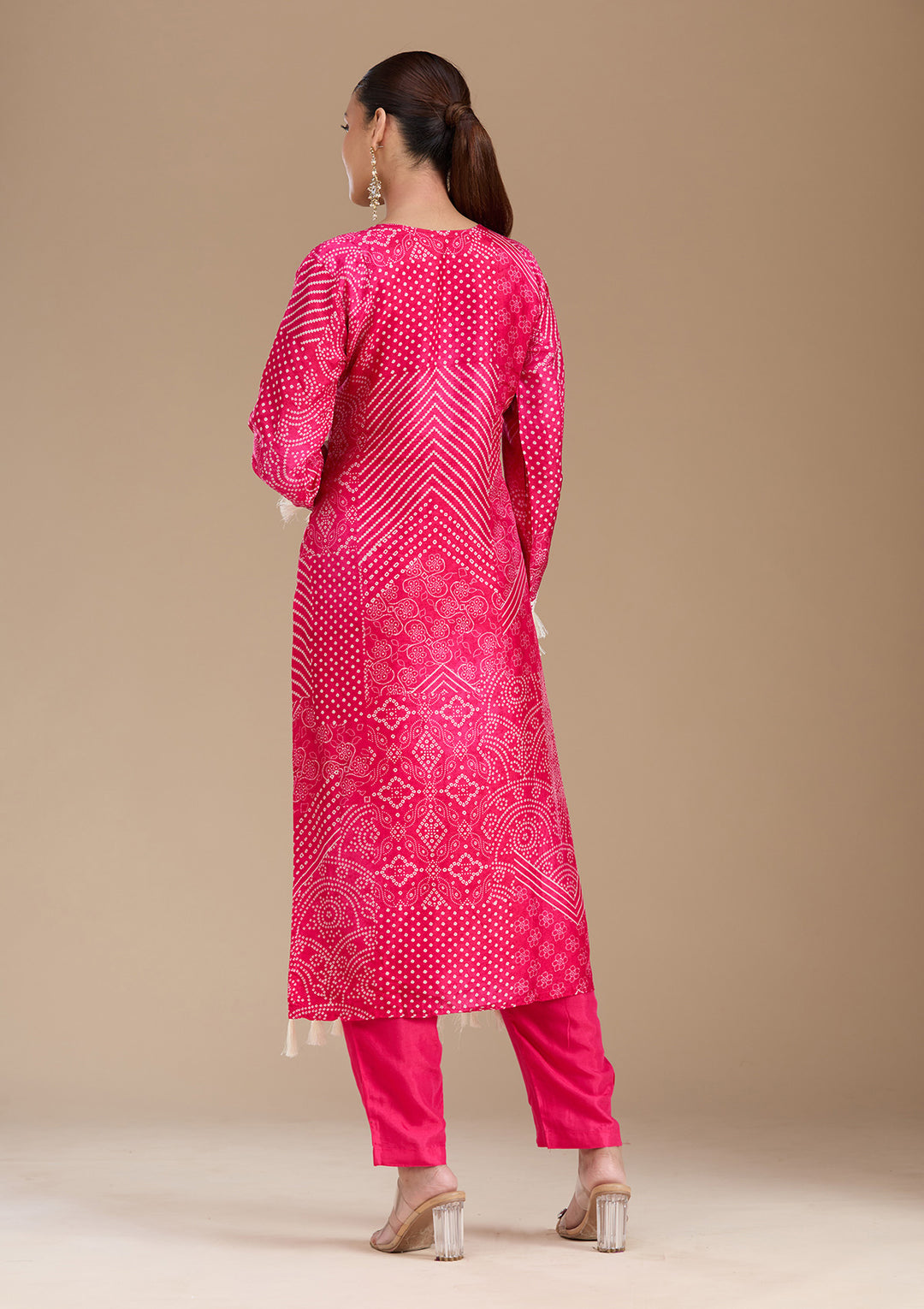 Rani Pink Threadwork Crepe Readymade Salwar Suit