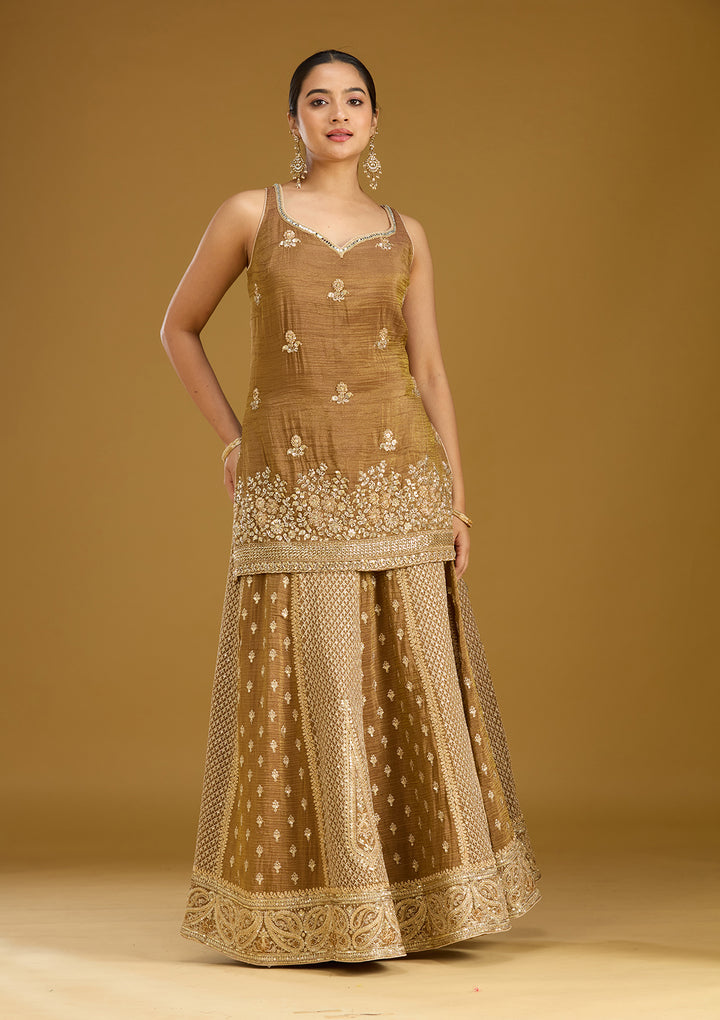 Mehendi Cutdana Tissue Readymade Salwar Suit