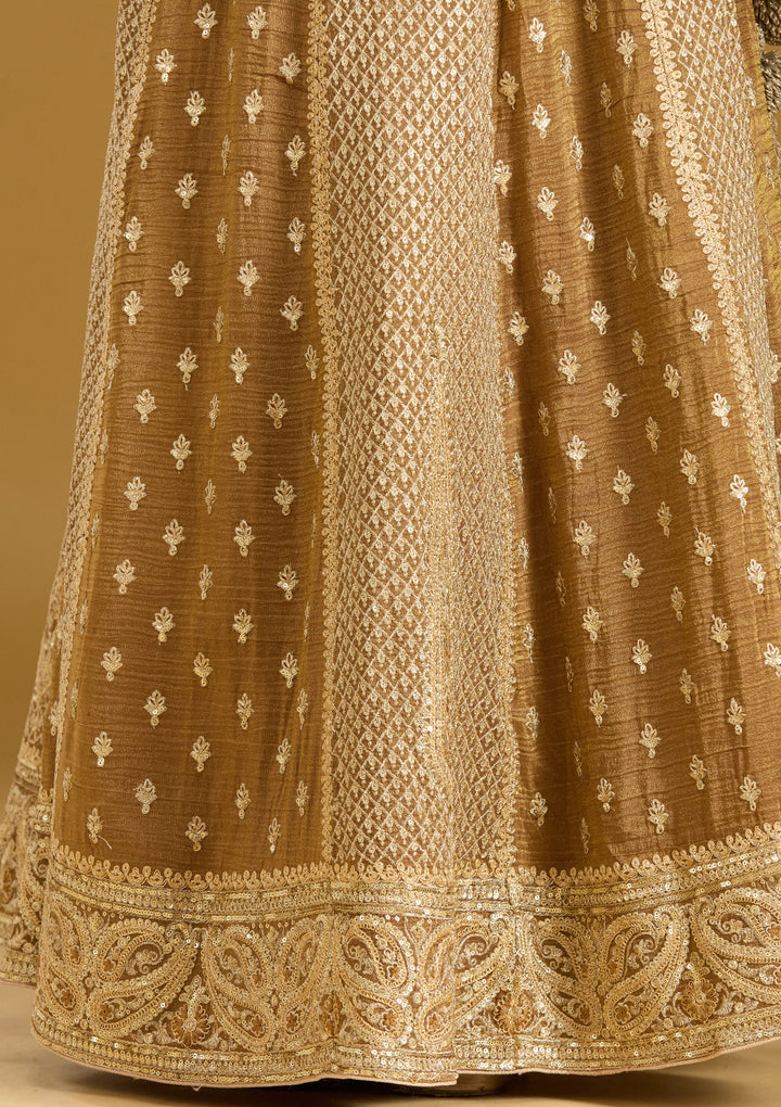 Mehendi Cutdana Tissue Readymade Salwar Suit
