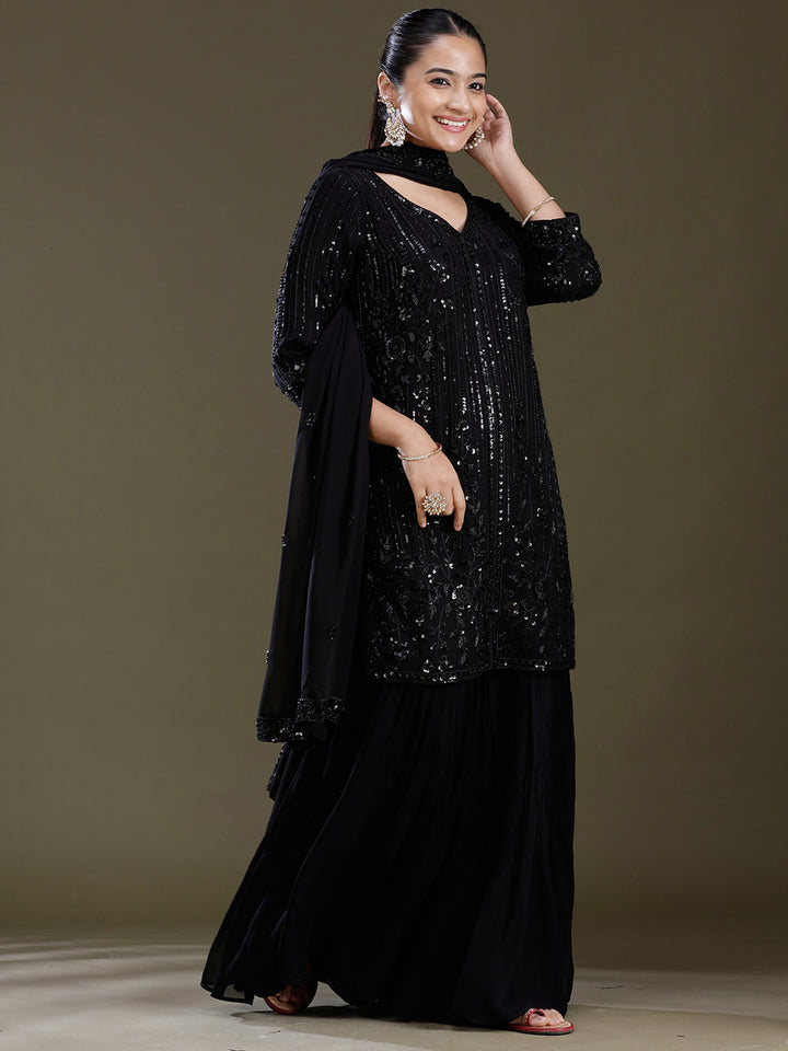 Black Zariwork Georgette Readymade Salwar Suit