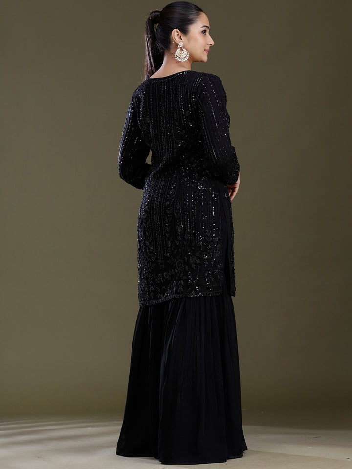 Black Zariwork Georgette Readymade Salwar Suit