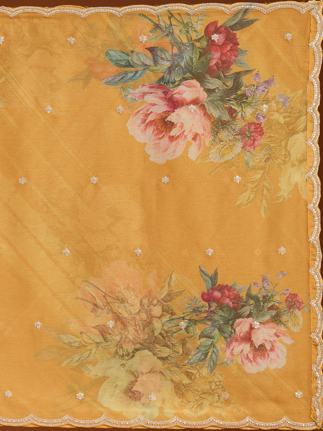 Mustard Yellow Zariwork (Gold) Soft Raw Silk Readymade Salwar Suit