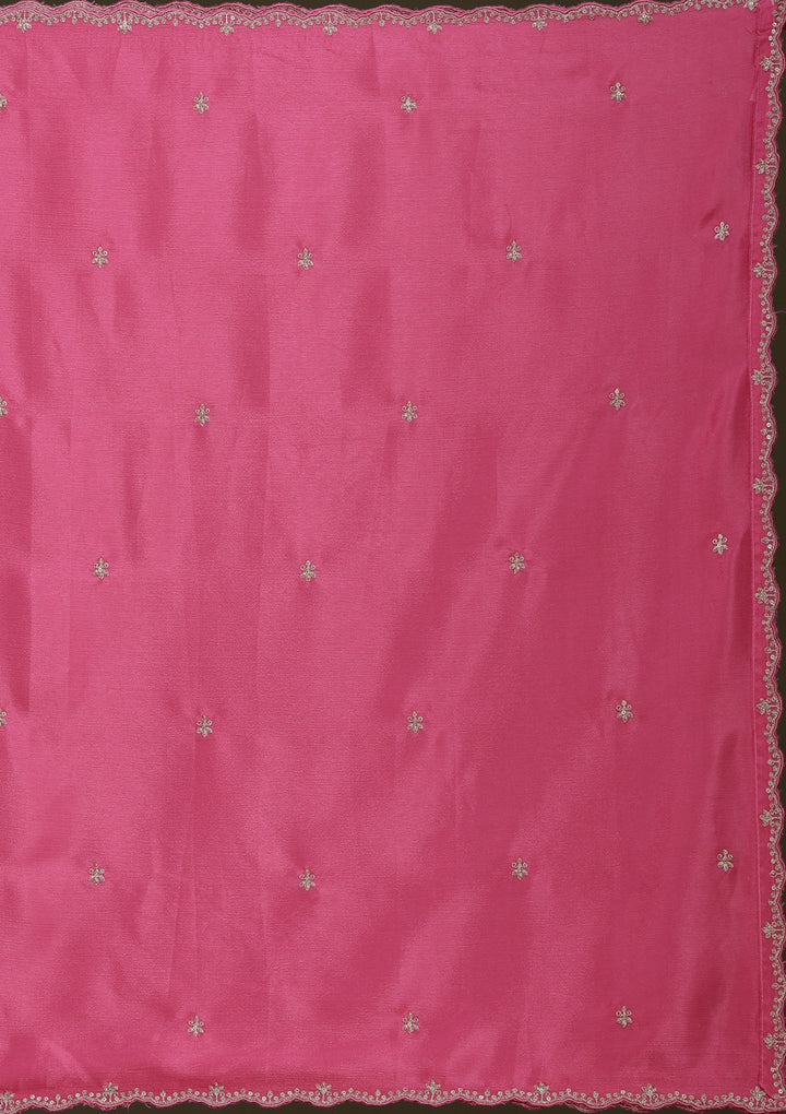 Pink Threadwork Chinon Readymade Salwar Suit