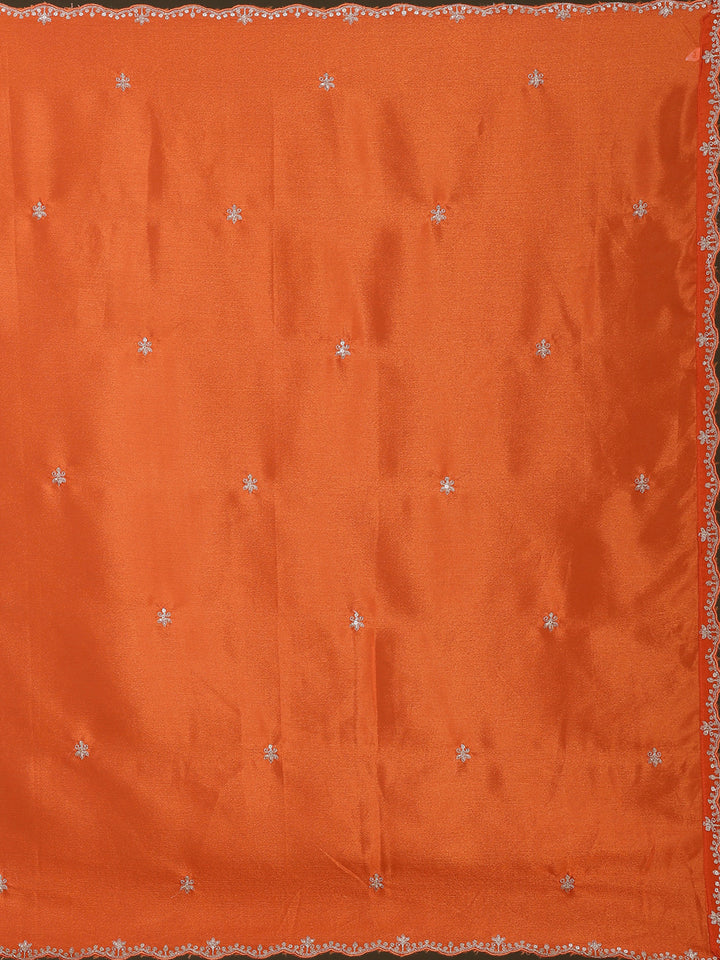 Orange Zariwork (Gold) Chinon Readymade Salwar Suit