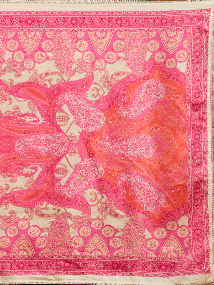 Cream Zariwork (Gold) Brocade Readymade Salwar Suit