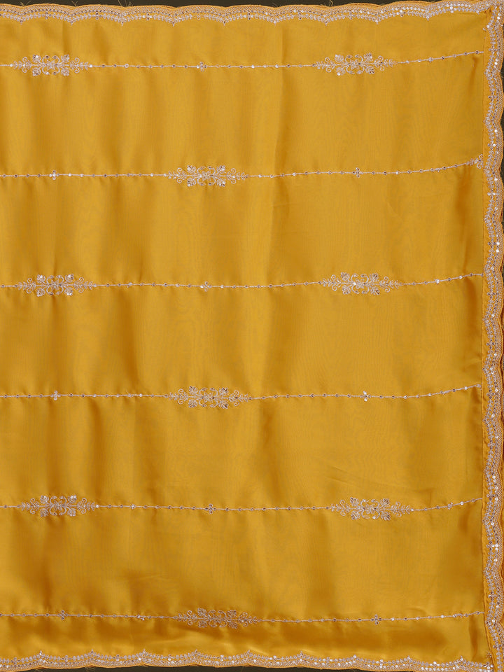 Yellow Zariwork (Gold) Chinon Readymade Salwar Suit