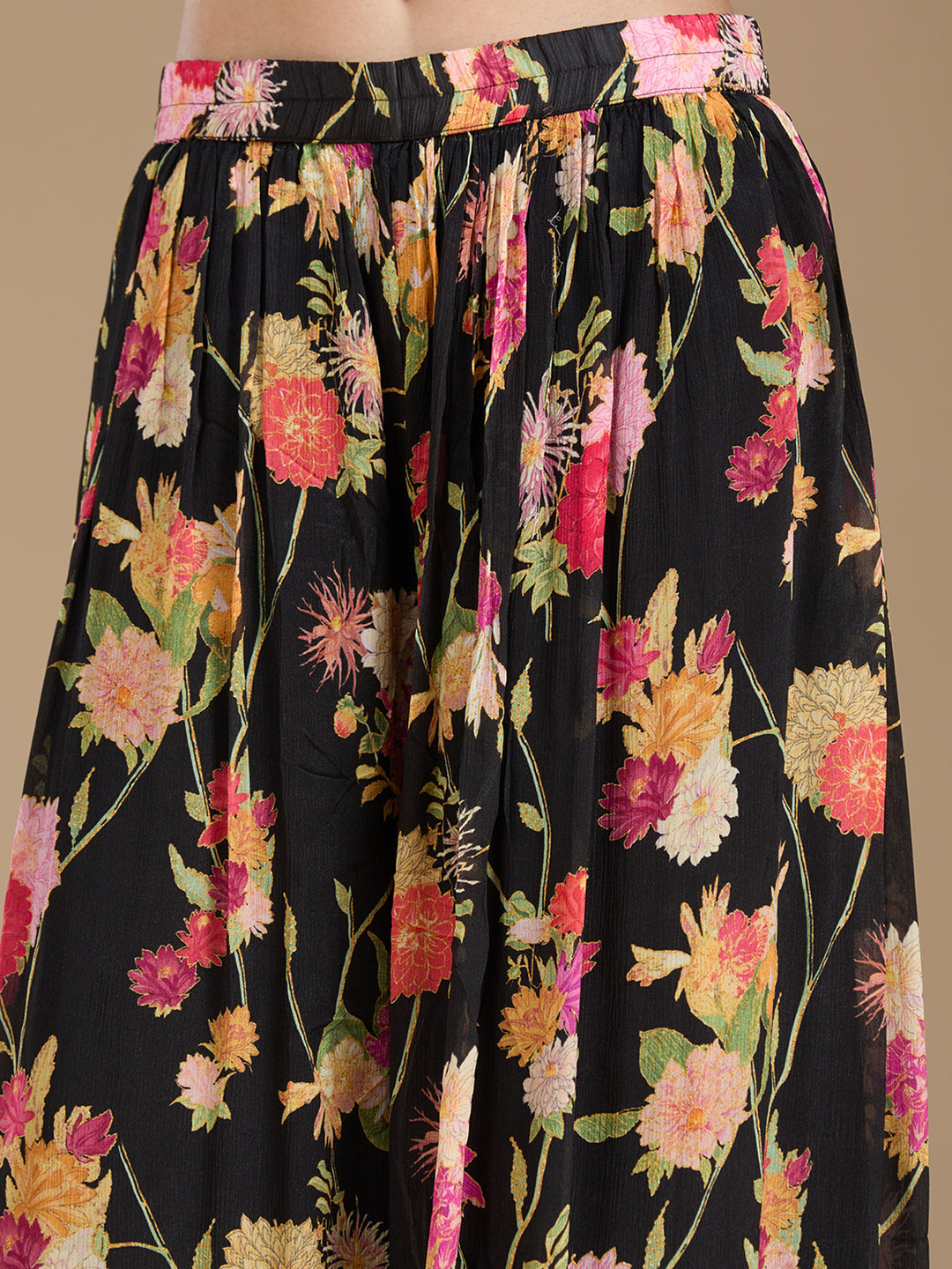 Black Threadwork Georgette Readymade Salwar Suit