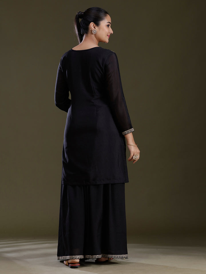 Black Zariwork (Gold) Chinon Readymade Salwar Suit