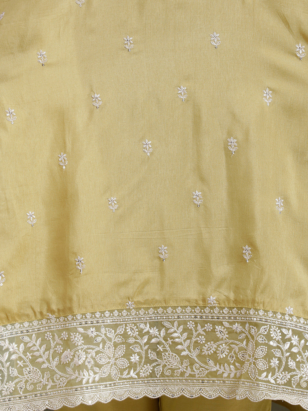 Leaf Green Threadwork Dola Silk Readymade Salwar Suit