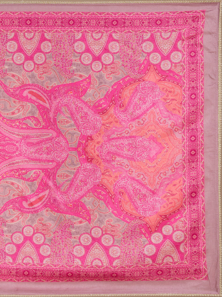 Mauve Threadwork Soft Raw Silk Readymade Salwar Suit