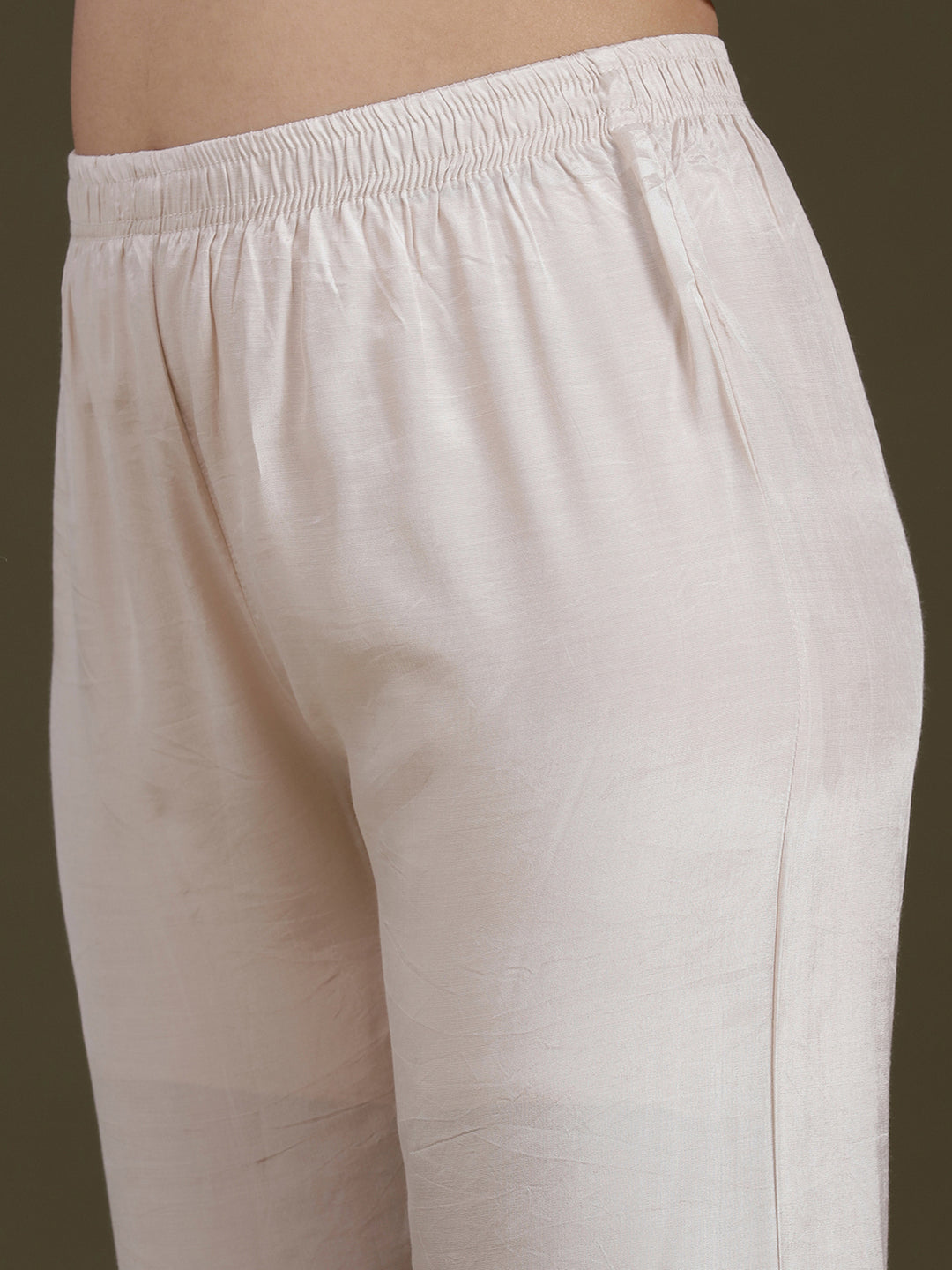 Cream Zariwork (Gold) Tissue Readymade Salwar Suit