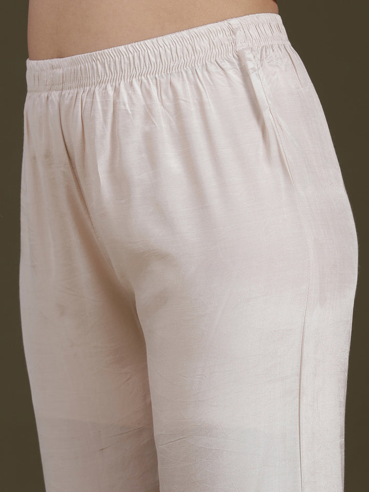 Cream Zariwork (Gold) Tissue Readymade Salwar Suit