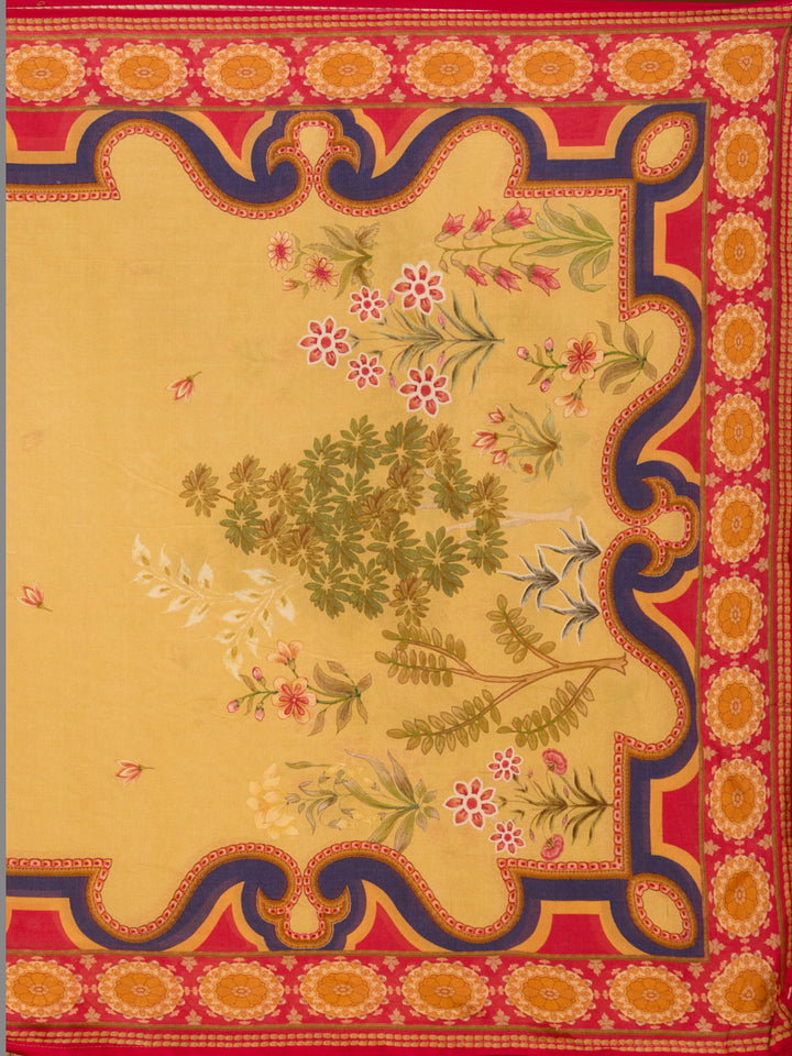 Yellow Printed Crepe Readymade Salwar Suit