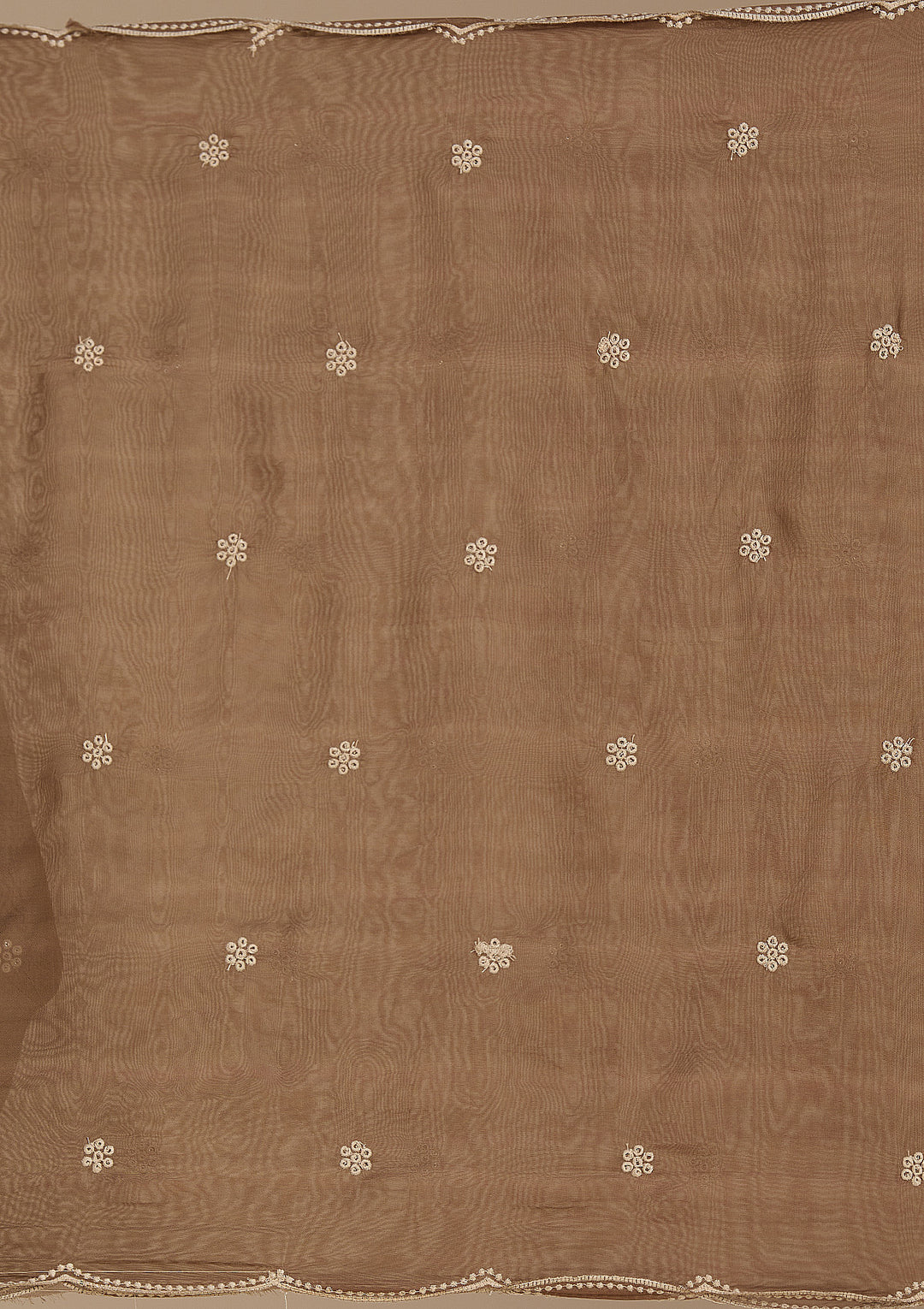 Beige Threadwork Chanderi Readymade Salwar Suit