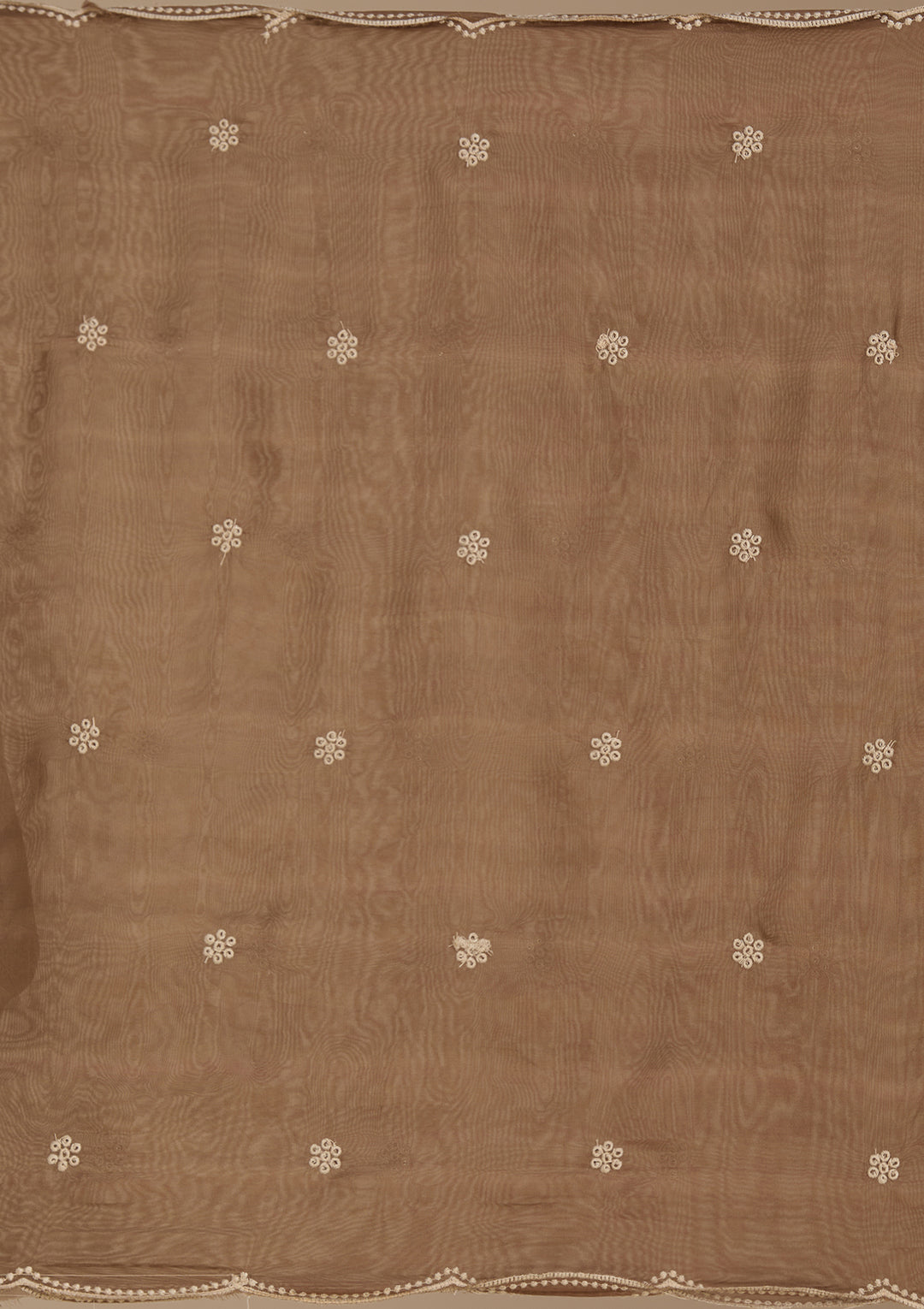 Beige Threadwork Chanderi Readymade Salwar Suit