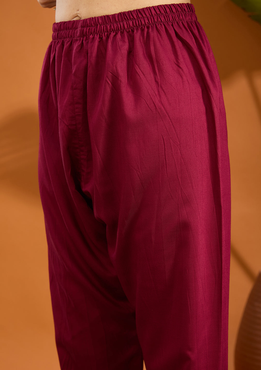 Wine Mirrorwork Tissue Readymade Salwar Suit